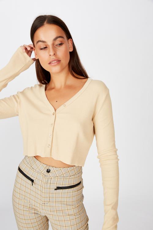 Raw edge cardi - beige