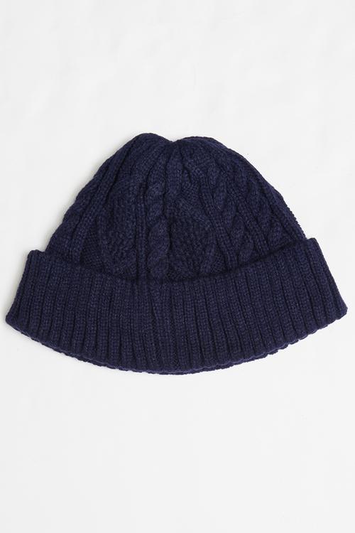 Cable knit fisherman beanie - navy 