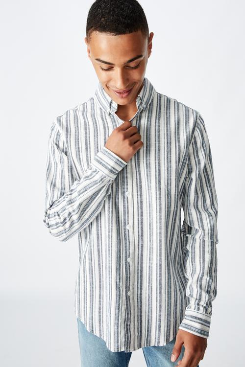 Textured long sleeve shirt - blue 
