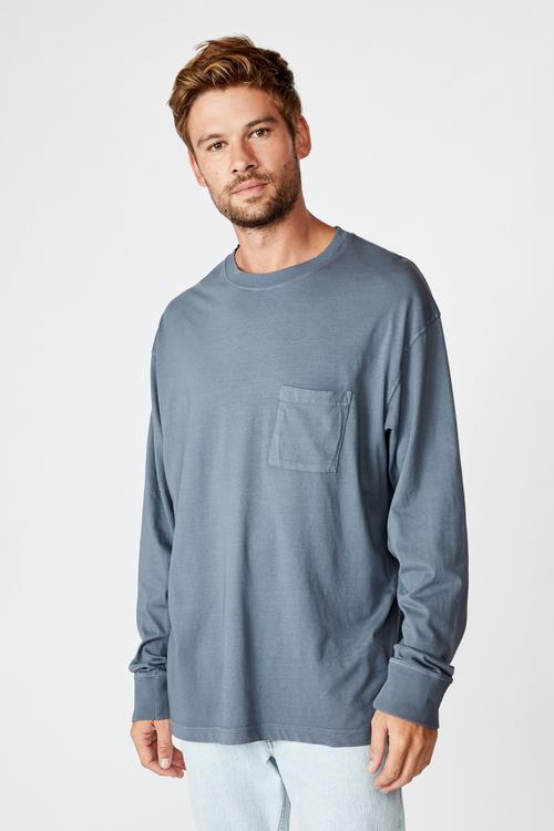 Acid long sleeve tee  - dusty denim acid