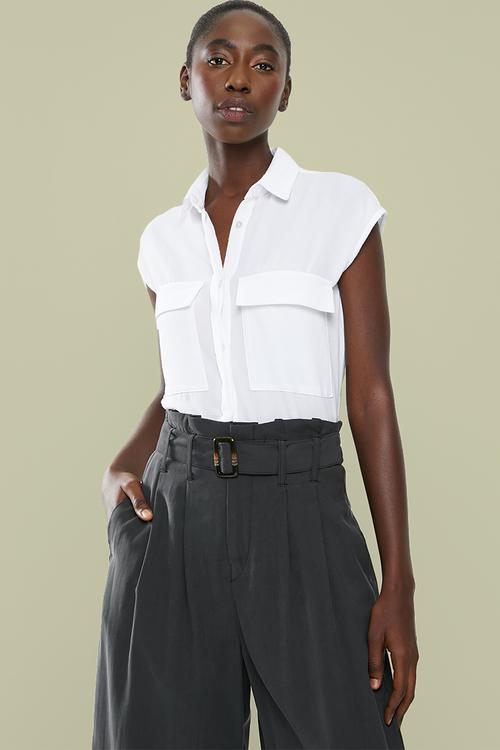 Short sleeve utility shirt - white