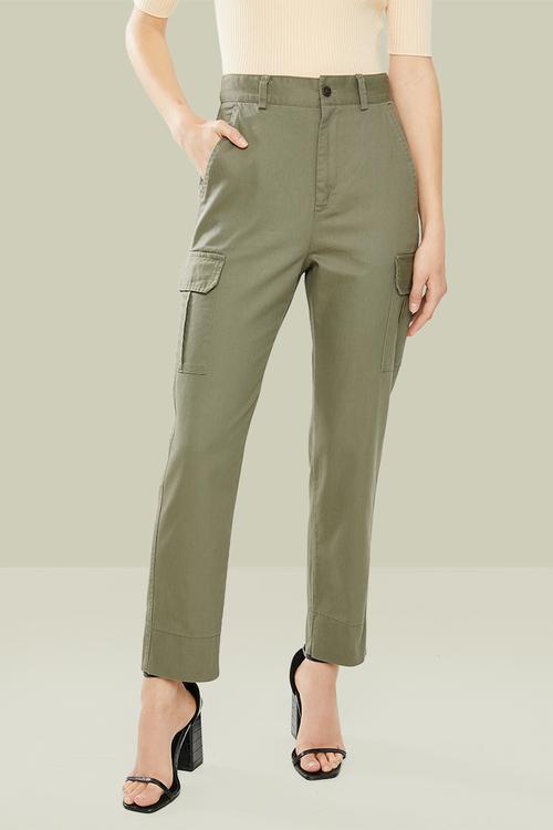 Straight leg cargo pants - green 