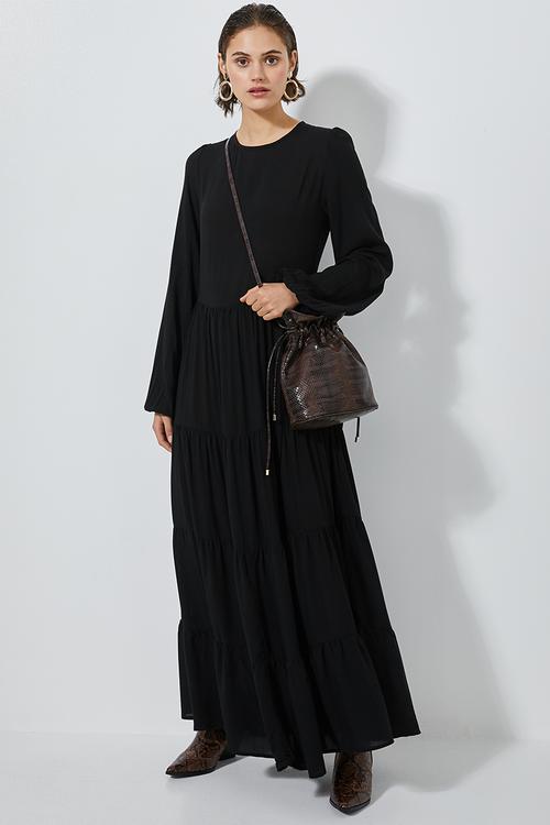Maxi tiered dress - black