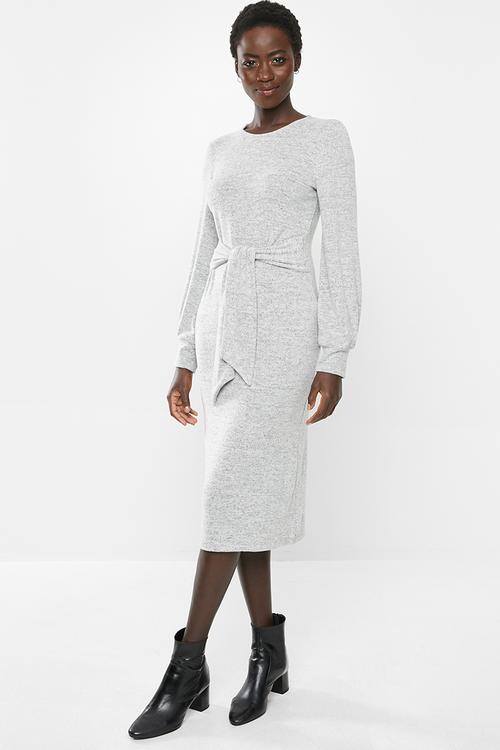 Cut & sew tie dress - grey 