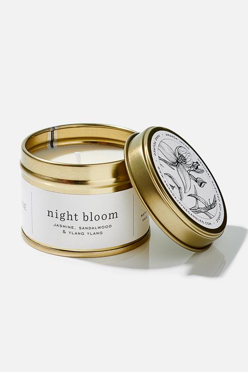 Night bloom gold travel tin candle