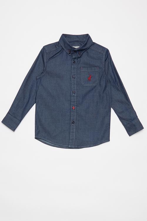 Boys Trent denim shirt - medium wash