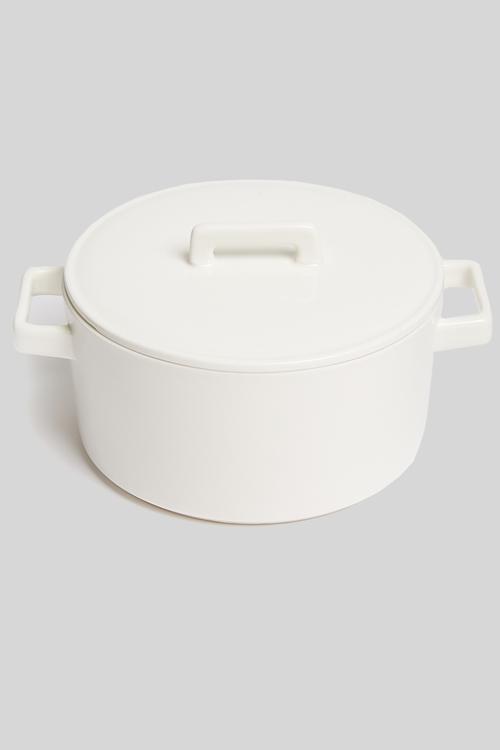 Epic round casserole 1.3l with lid - white