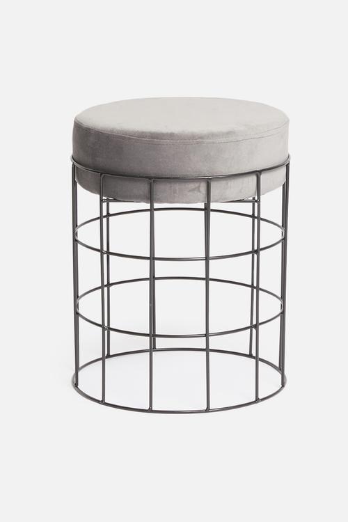Wire ottoman - light grey