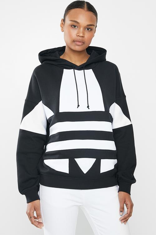Large logo hoodie - black & white