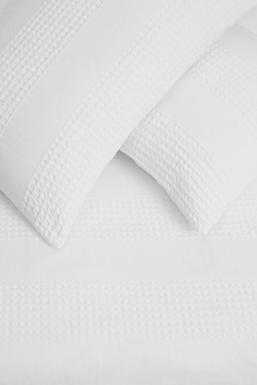 Cotton woven seersucker duvet set - white