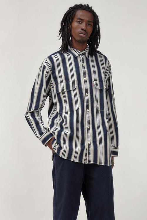 Oversized classic worker stripe rinse - indigo