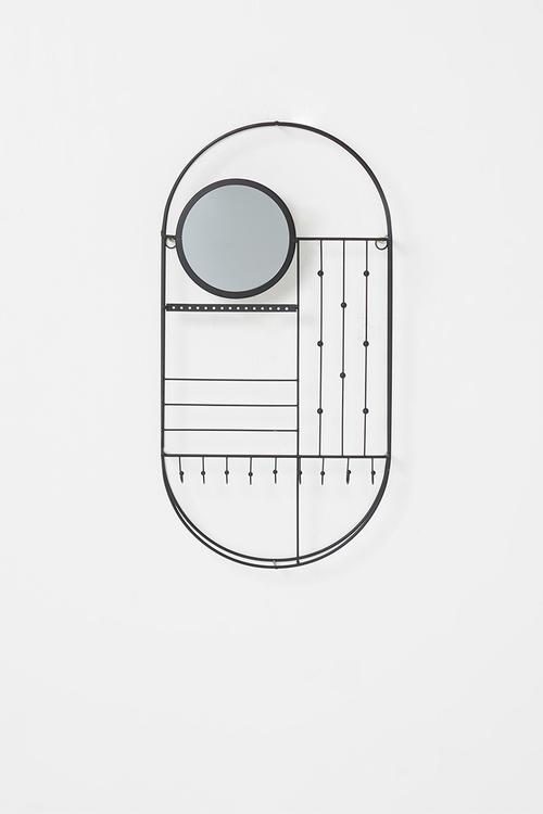 Wall mounted jewellery organiser - black