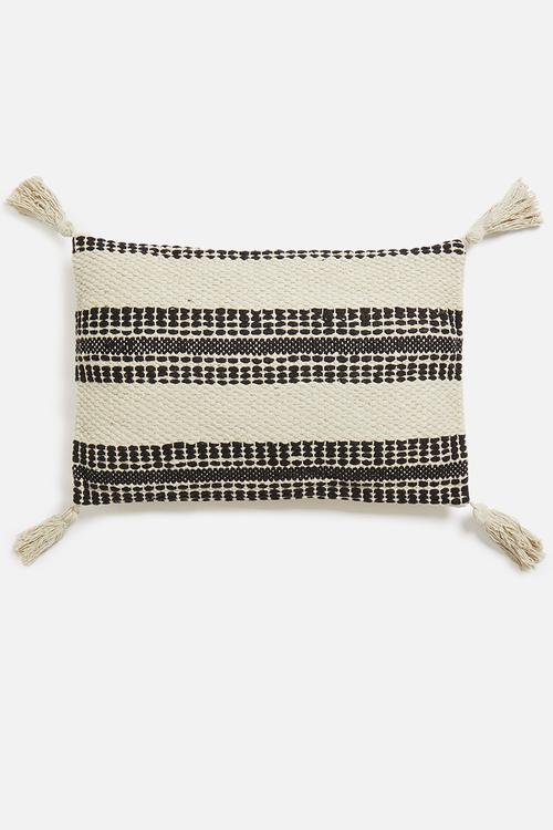 Stripe cushion - black & cream