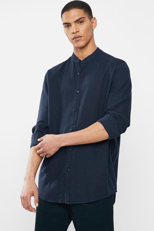 Langholm linen blend shirt - navy