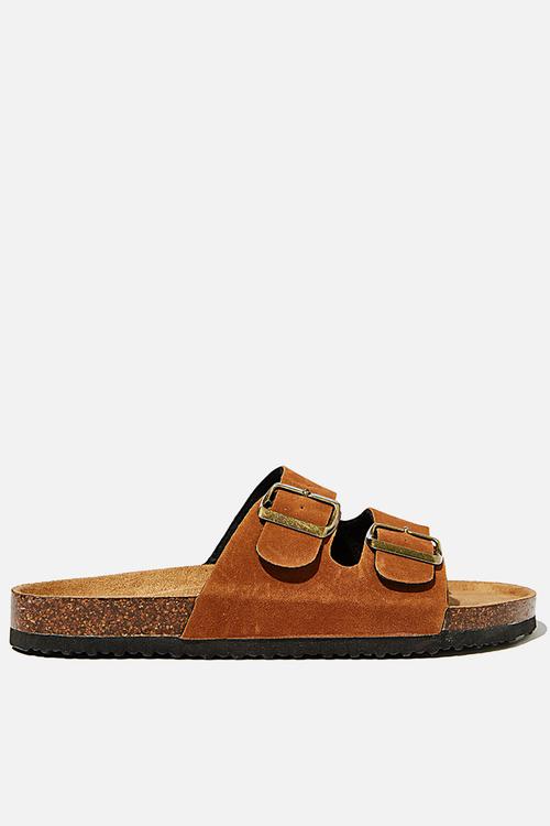 Rex double buckle slide - tobacco rough micro