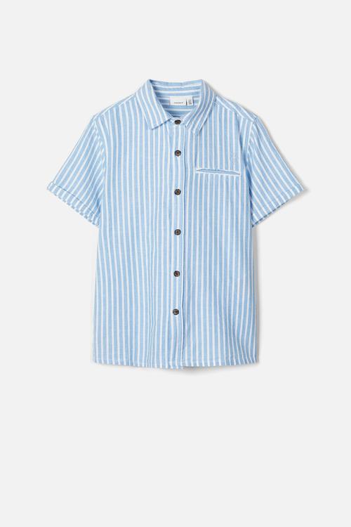 Fugl short sleeve shirt - white & blue 