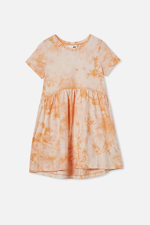 Freya short sleeve dress - apricot sun tie dye