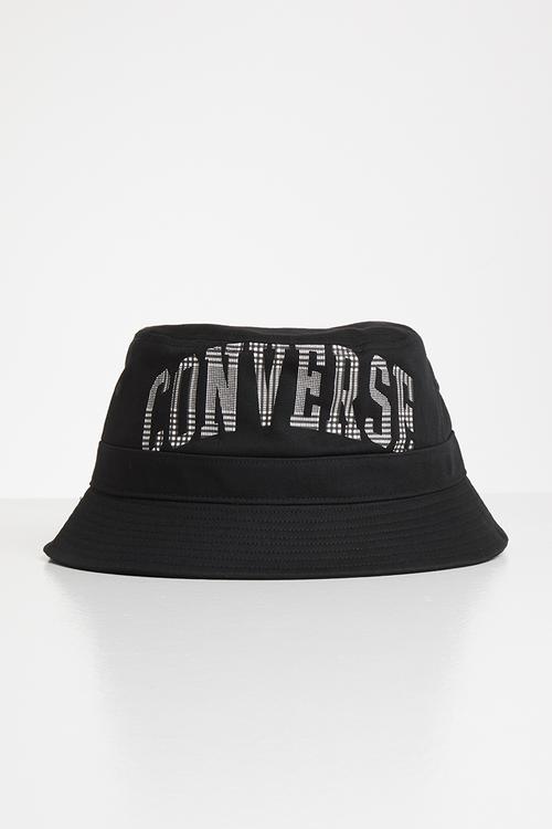 Plaid wordmark bucket hat - black