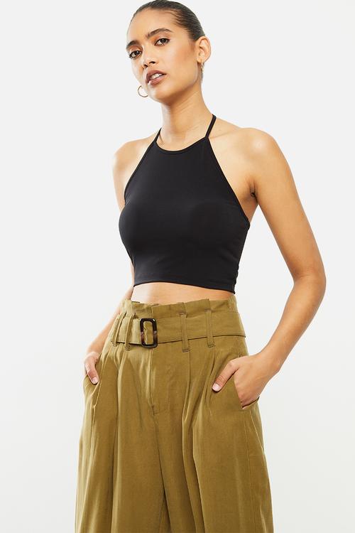 Halter crop top - black