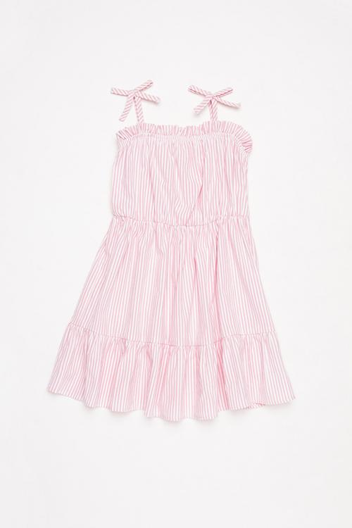 A-line summer dress - white & pink 