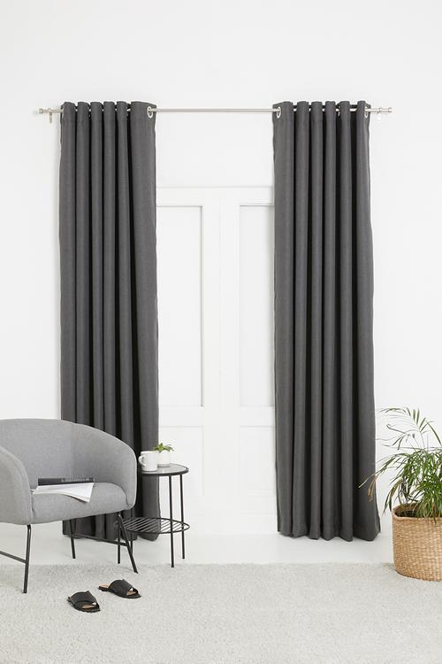 Metro self-lined eyelet curtain 2 pack - charcoal