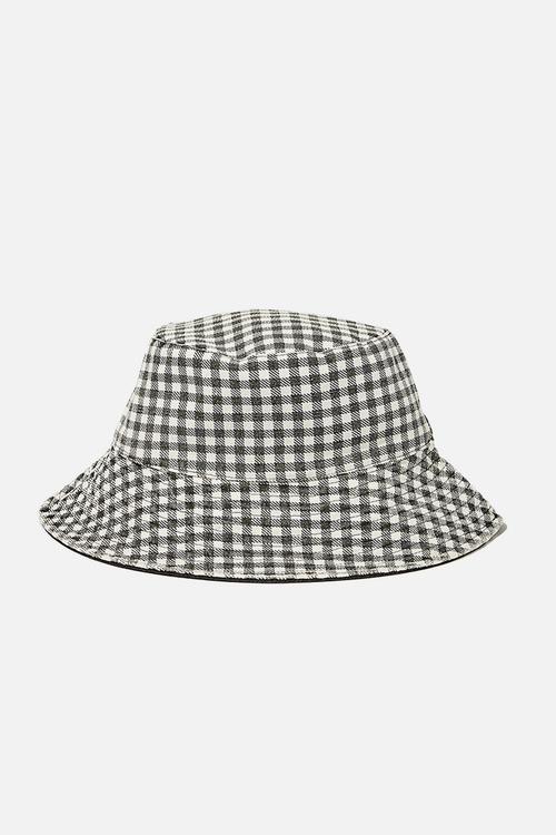 Elly reversible wide brim bucket hat - black gingham
