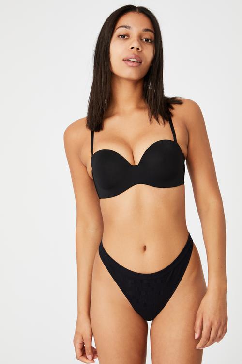 Everyday mesh strapless contour bra - black