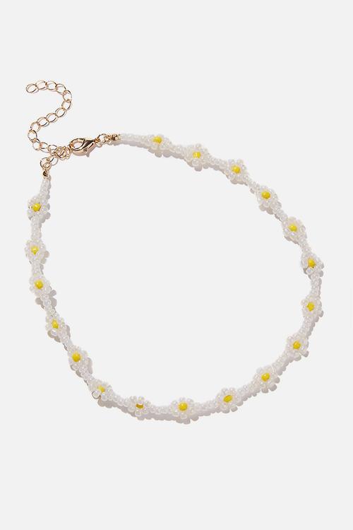 Holiday beaded choker - white & yellow 
