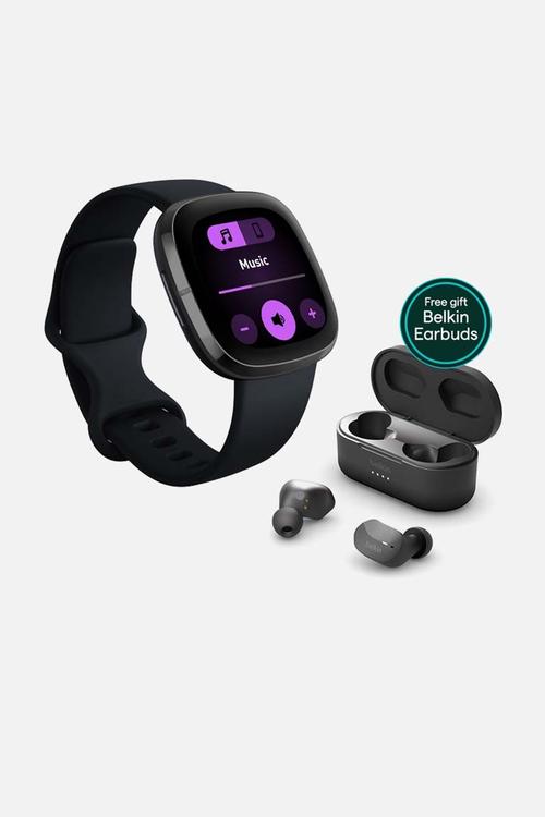 Fitbit sense black + belkin earbuds bundle