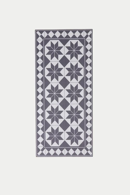 Geo star vinyl kitchen runner - black