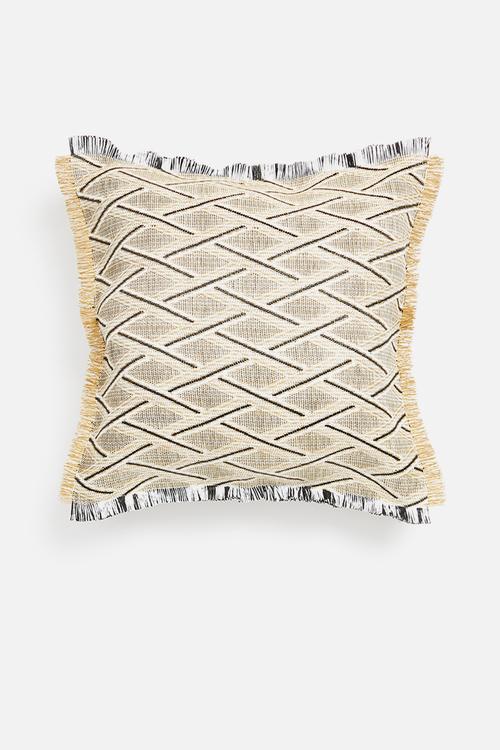 Coron raffia outdoor cushion - grey & natural