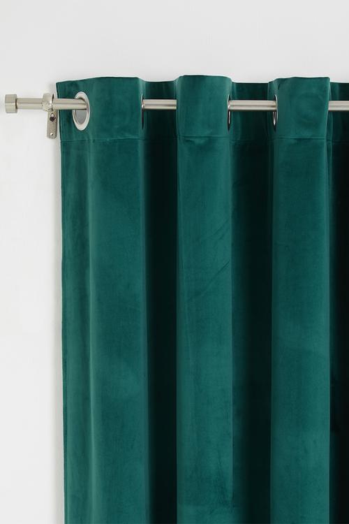 Velvet eyelet curtain 2 pack - teal green