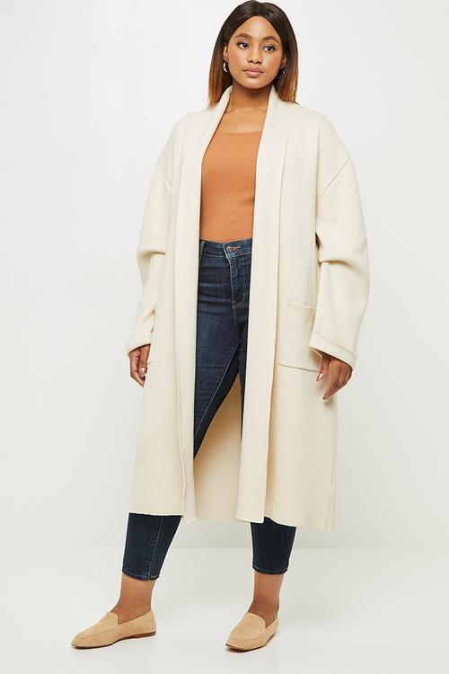 Collar knit cardigan - stone