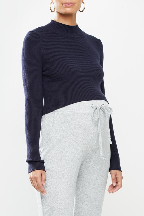 Maternity high neck knit- blue