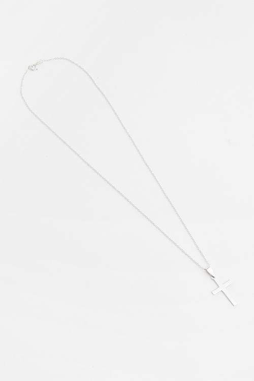 Sterling silver cross pendant necklace -  silver 