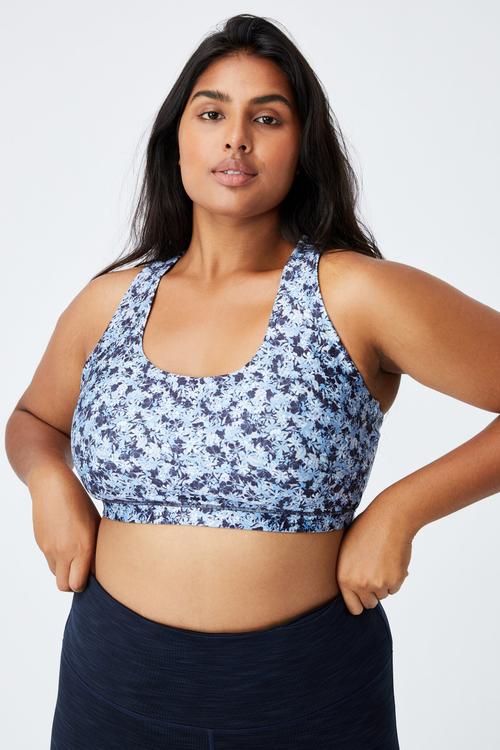 Curve strappy sports crop - summer bloom navy