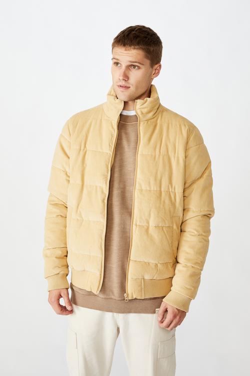 Cord puffer jacket - sand