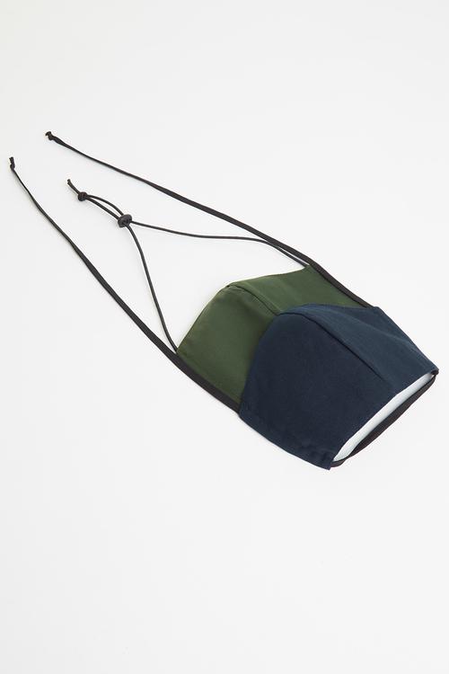 Twin pack face mask - navy & khaki