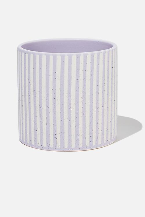 Midi shaped planter-lilac & ecru stripe