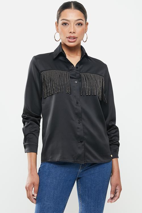 Fringe binge shirt - black