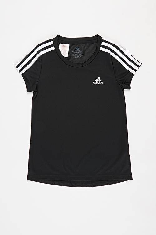 Girls 3 stripe tee - black & white