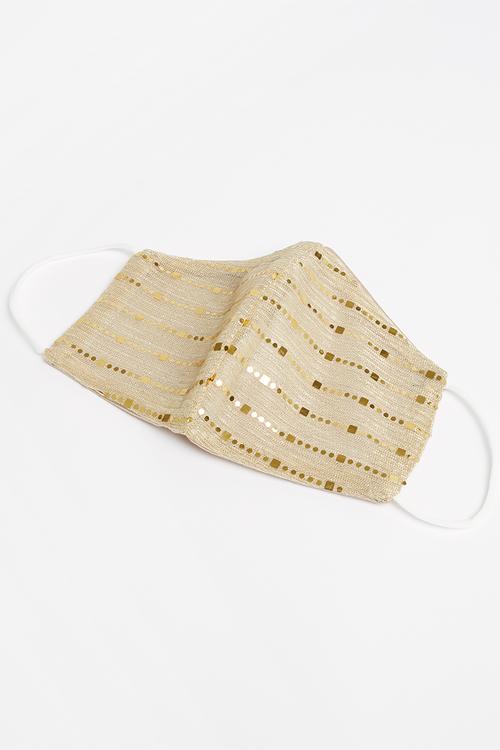 Sequin line face mask - gold