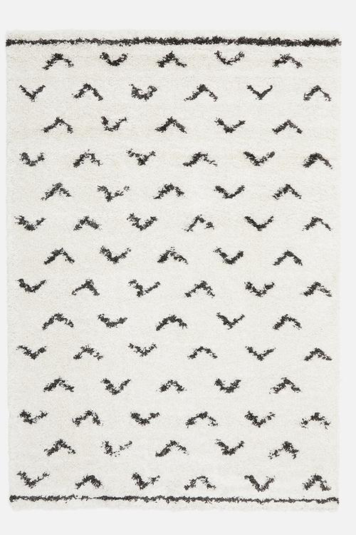 Gipsy shaggy rug - triangle white/black