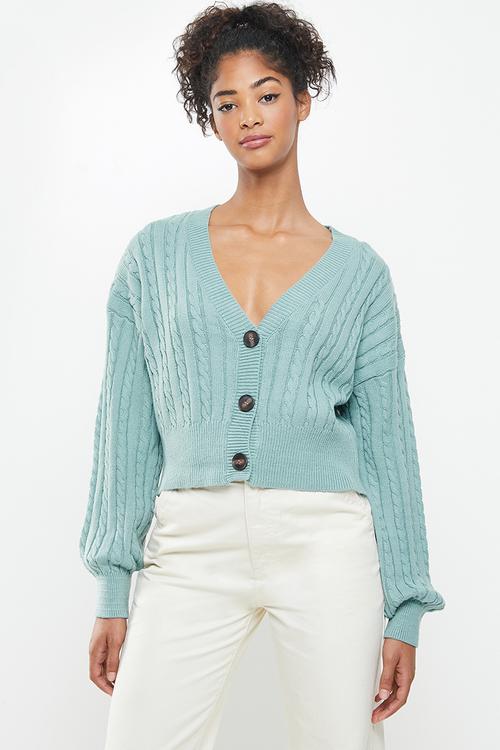 Crop cable cardi - blue