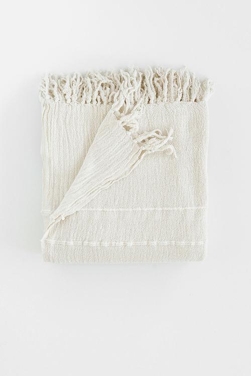 Contemporary throw - variegated stripes - natural