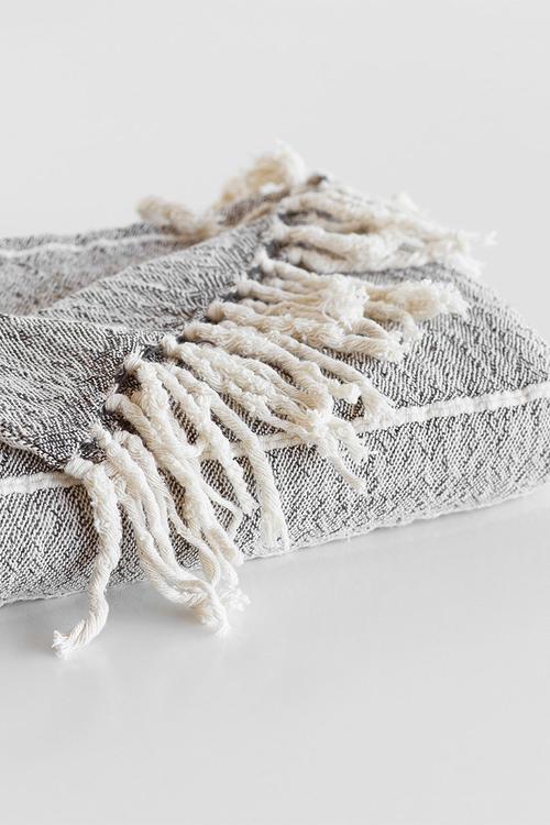 Contemporary throw - variegated stripes – charcoal