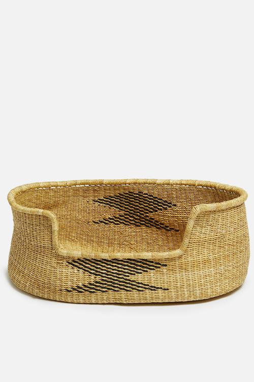 Woven pet basket- black & natural