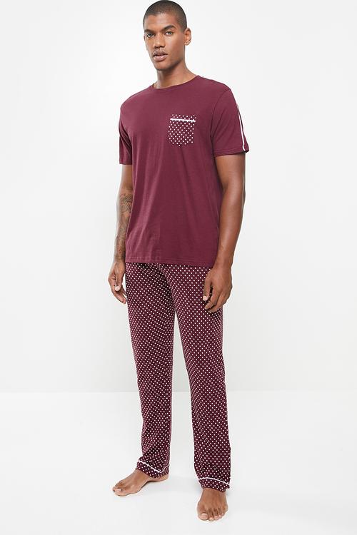 Dotted loungewear - burgundy