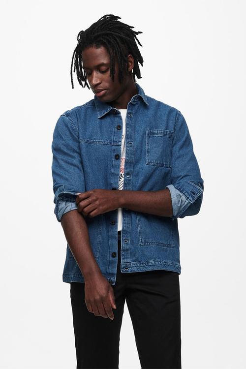 Tyrell life ls denim overshirt jacket - denim