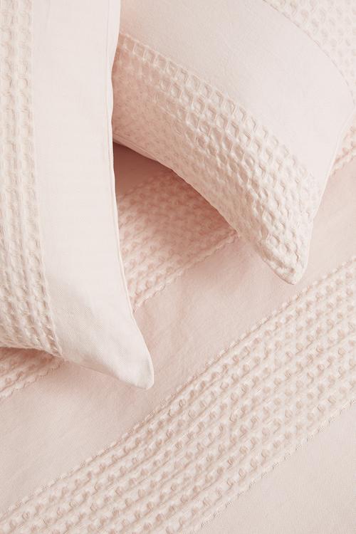 Cotton woven seersucker duvet set - sepia rose pink